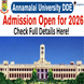 Annamalai University DDE Admission Open for January Session 2026; Apply @audde.in